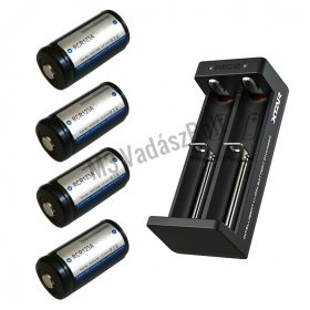   RCR123 akkumulátor szett töltővel (4xRCR123 + 2 öblös töltő)