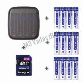  XTAR BC4 töltő + 12 x AA 2000mAh 1.5V Li-ion akkumulátor + 32 GB SD kártya