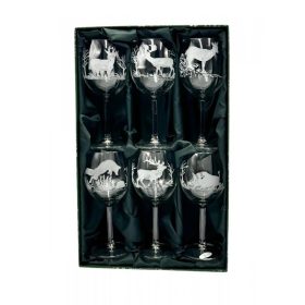 Jagerglas gravírozott borospohár garnitúra